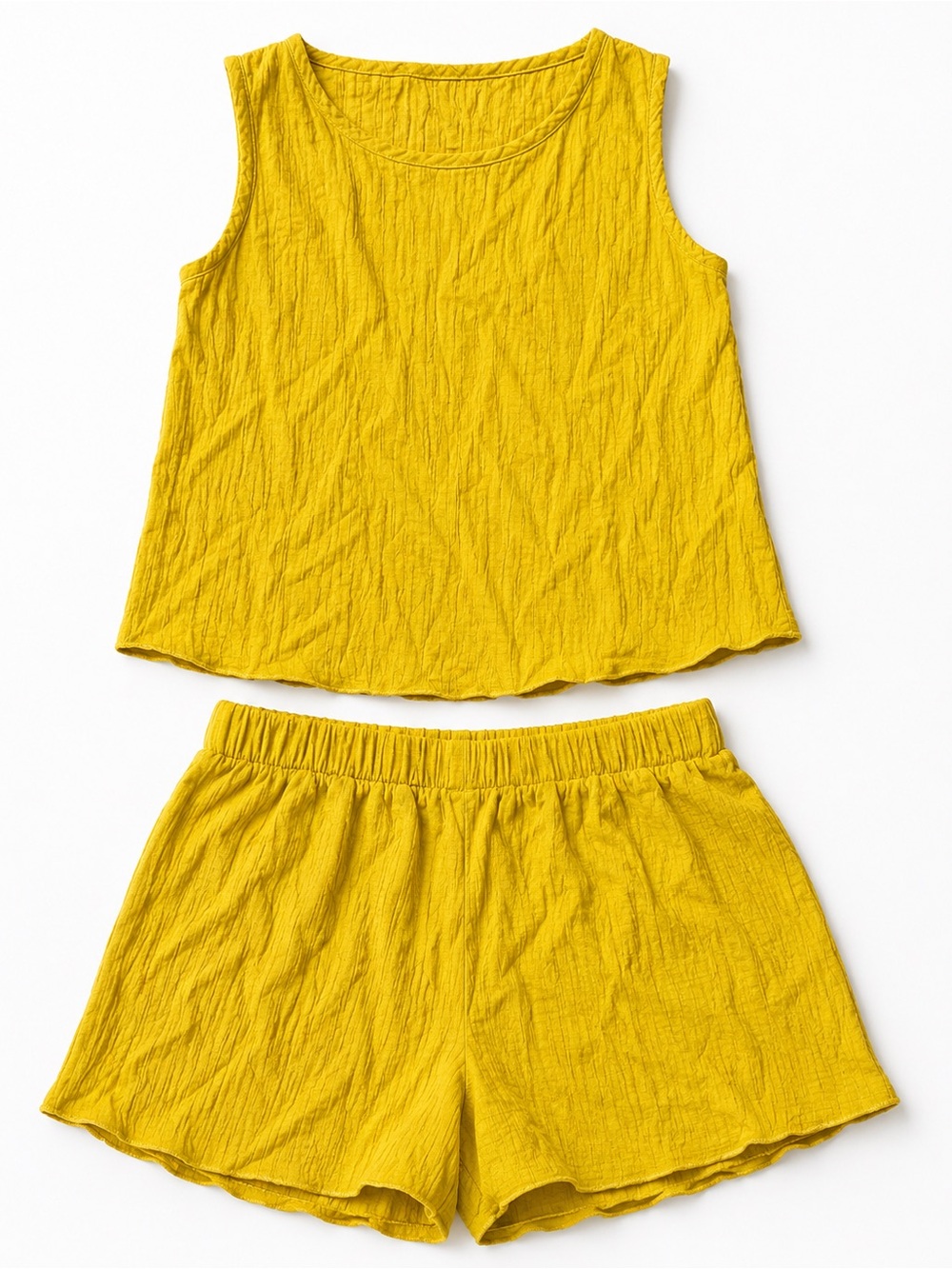 SHEIN Bright Yellow Sleeveless Top & Elastic Waist Shorts Set medium